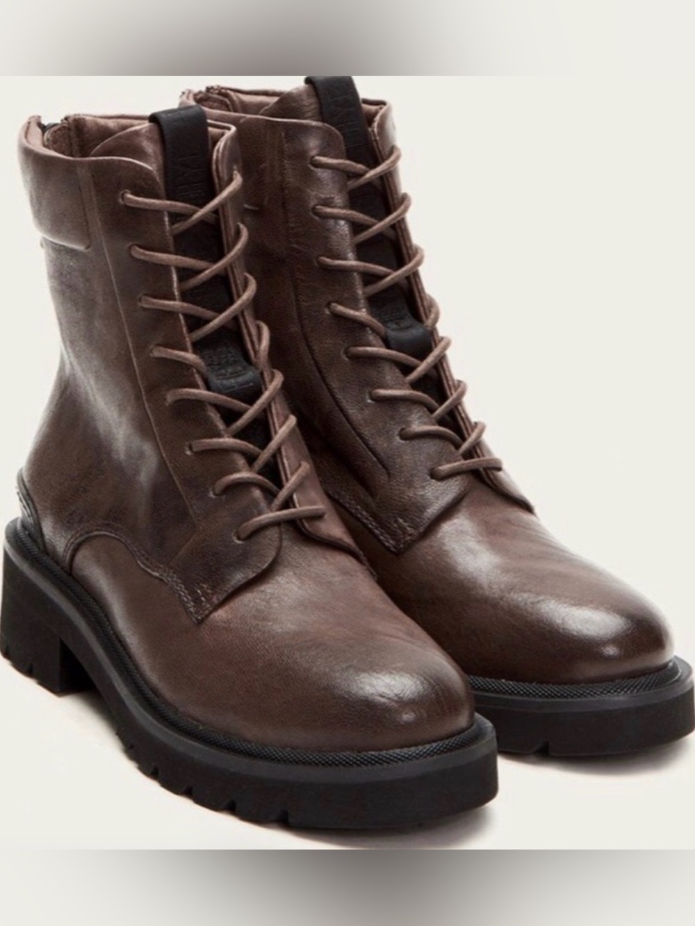 FRYE ALLISON COMBAT boot cement brown lace up